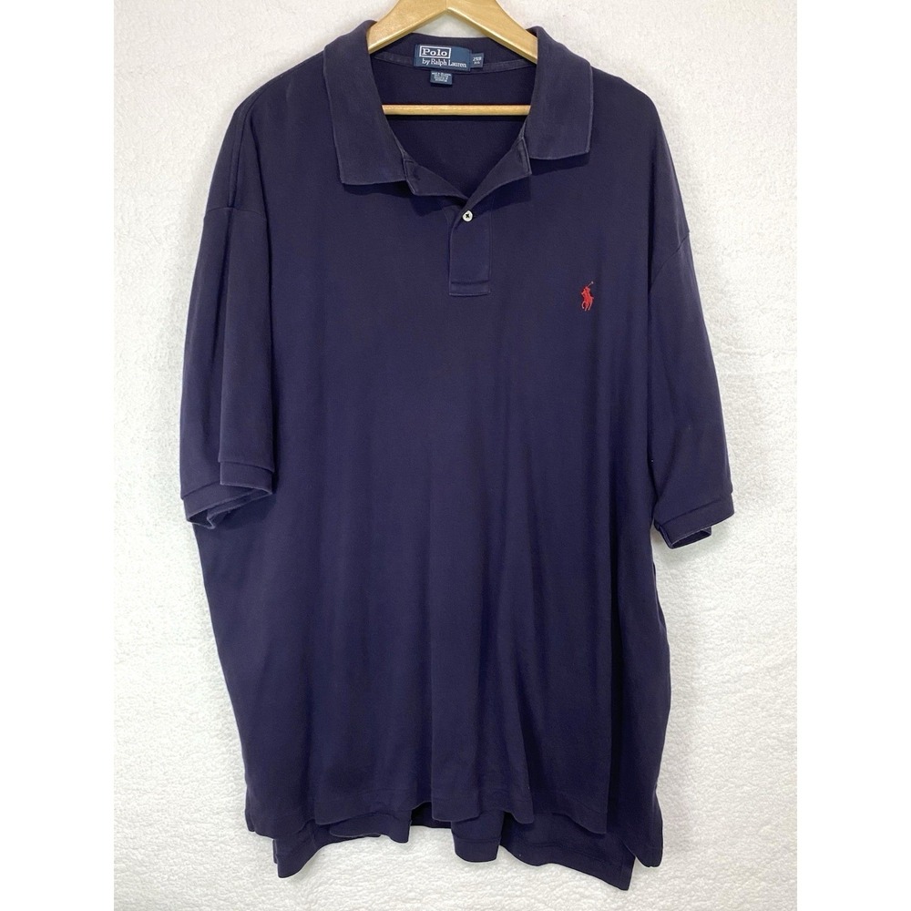 Polo Ralph Lauren Mens 2XB Navy Blue Short Sleeve Cotton Polo Shirt Red Pony
